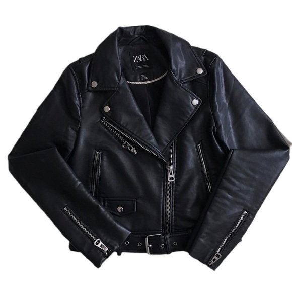ZARA Faux Leather Biker Jacket - Picture 1 of 5